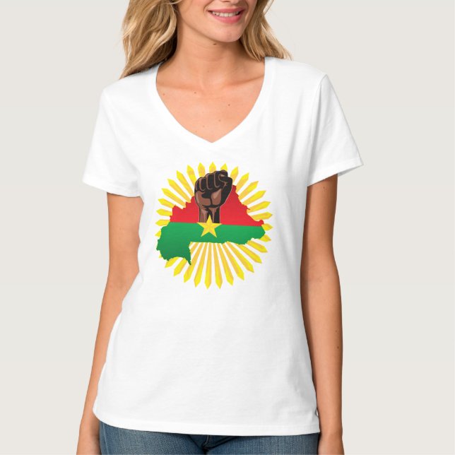 Burkina Faso Karte, Flagge und Revolution Fest T-Shirt (Vorderseite)