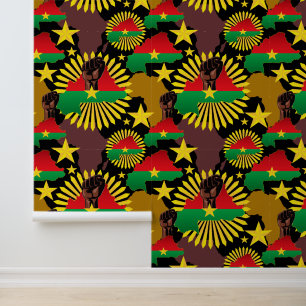 Burkina Faso Karte, Flagge und Revolution Fest Tapete