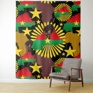 Burkina Faso Karte, Flagge und Revolution Fest Wandteppich