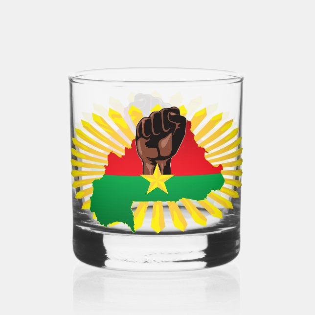 Burkina Faso Karte, Flagge und Revolution Fest Whiskyglas (Vorderseite)