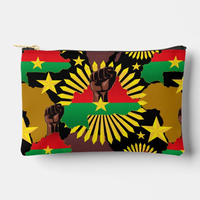 Burkina Faso Karte, Flagge und Revolution Fest Zubehörtasche (Vorderseite)