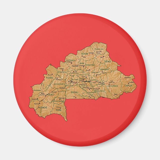 Burkina Faso Karte Magnet (Vorne)