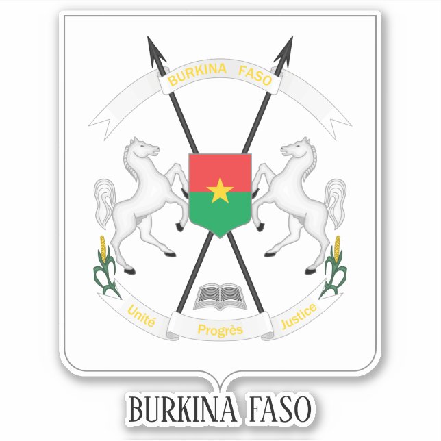 Burkina Faso National Coat of Arms Patriotic Aufkleber (Vorderseite)