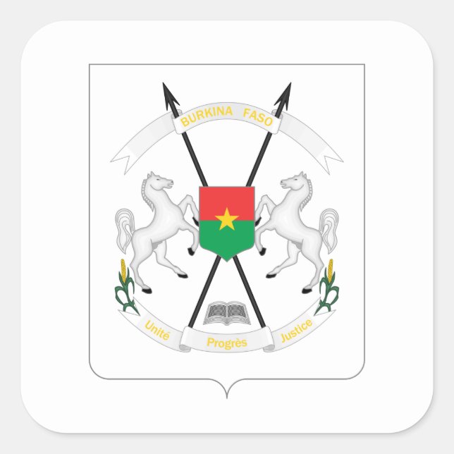 Burkinabé-Wappen, Burkina Faso Quadratischer Aufkleber (Vorderseite)