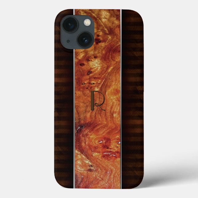 Burl Wood Look Mit Monogramm iPad Air Hüllen (Rückseite)