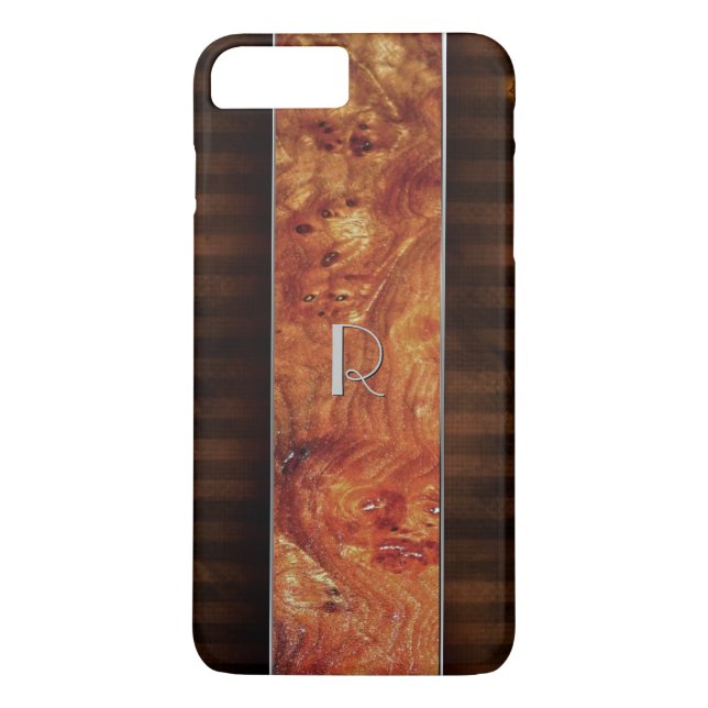 Burl Wood Look Mit Monogramm iPhone 7 Plus Fall Case-Mate iPhone Hülle (Rückseite)