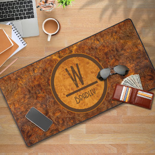 Burl Wood Monogram Design Schreibtischunterlage