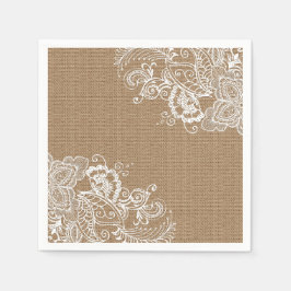 Burlap and Lace Shabby Chic Paper Napkin Serviette