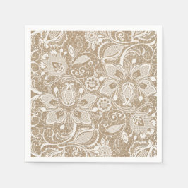 Burlap and Lace Shabby Chic Paper Napkin Serviette