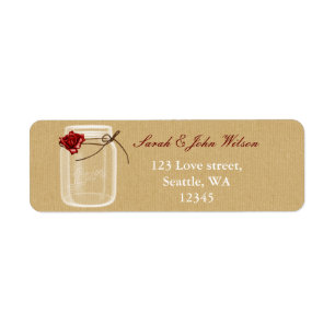 Burlap and Red Rose Mason Jar Returdress Label