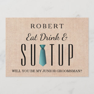 Burlap-Anzug-up Werden Sie mein Trauzeuge Einladung