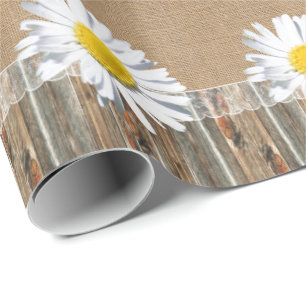 Burlap Barnwood Lace und Daisey Geschenkpapier