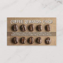 Burlap Bean Coffee Shop Rewards Loyalty Punch Card Visitenkarte