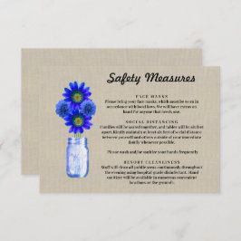 Burlap Blue Floral Mason Jar Sicherheitsmaßnahmen Begleitkarte