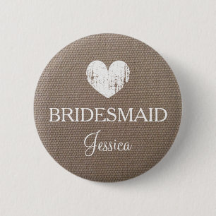 Burlap-Bridesmaid-Taste für Country-schicke Hochze Button