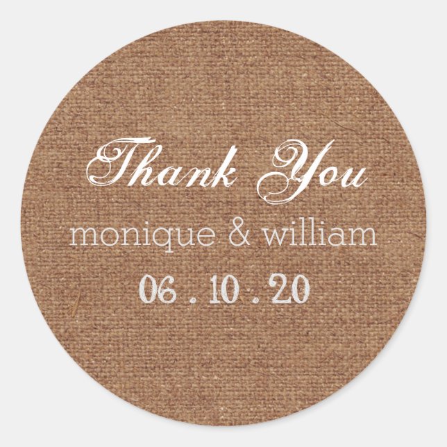 Burlap Chalk Blüh Wedding Danke Runder Aufkleber (Vorderseite)