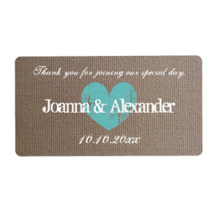 Burlap Country schicke Hochzeitswasser Flaschen Et