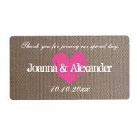 Burlap Country schicke Hochzeitswasser Flaschen Et