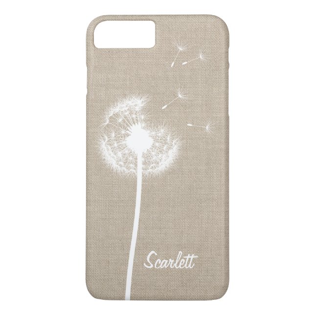 Burlap Dandelion Mit Monogramm iPhone 7 Plus Case (Rückseite)