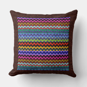 Burlap-farbene Zickzack moderne braune Grenze #21 Kissen
