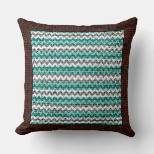 Burlap-farbene Zickzack moderne braune Grenze #22 Kissen