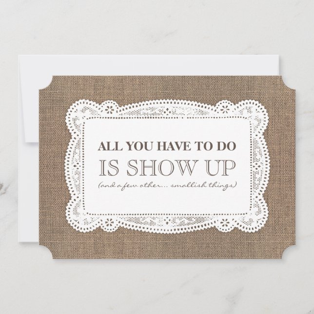 Burlap Funny Bridesmaid / Vorschlag für eine Trauz Einladung (Vorderseite)