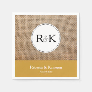 Burlap & Gold Mit Monogramm Hochzeit Serviette