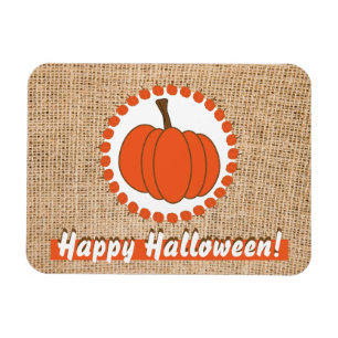 Burlap Halloween Pumpkin Magnet