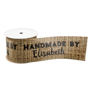 Burlap-Handmade by Add Name Fabric Labels zu schne Satinband