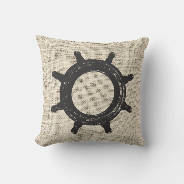 Burlap Helm Segeln Kissen (Vorderseite)