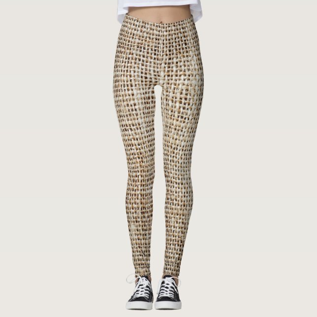 Burlap Hessian Hintergrundtextur Leggings (Vorderseite)