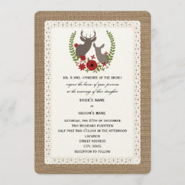 Burlap + Hochzeitsschuh + Doe Deer Einladung