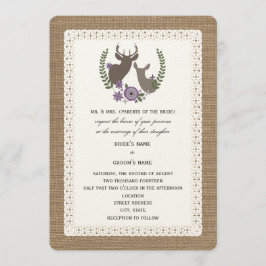 Burlap + Hochzeitsschuh + Doe Deer - Lila Einladung