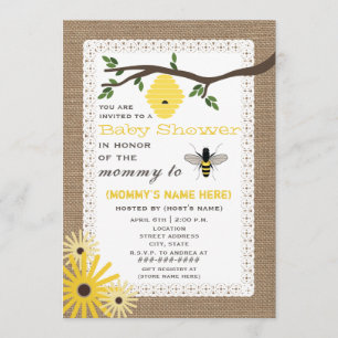 Burlap  Honey Bee Themed Baby Dusche Einladung