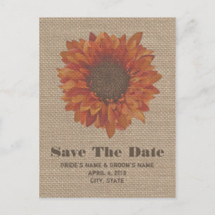 Burlap Inspiriert Orangenblume Save the Date Ankündigungspostkarte