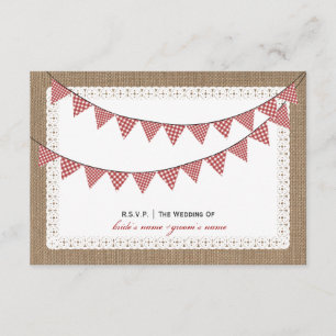 Burlap Inspiriert Red Gingham Bunting UAWG RSVP Karte