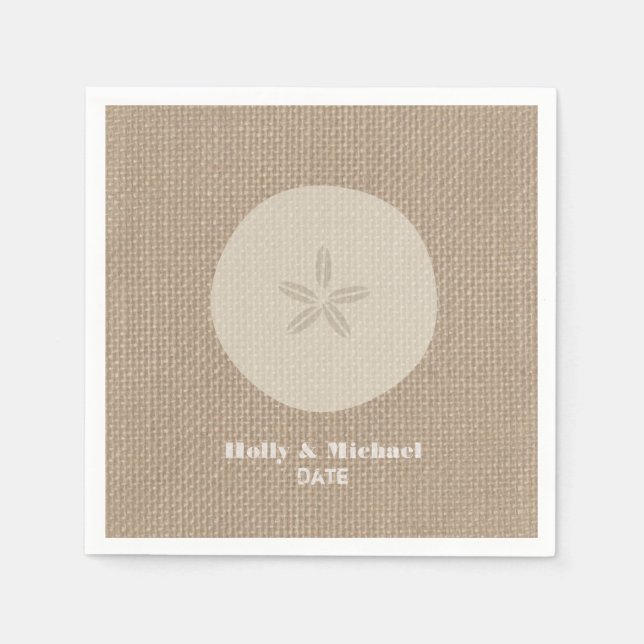 Burlap Inspiriert Sand Dollar Hochzeit Napkins Serviette (Vorderseite)