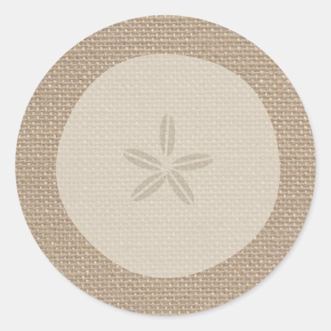 Burlap-Inspiriert Sand-Dollar-Sticker Runder Aufkleber (Vorderseite)