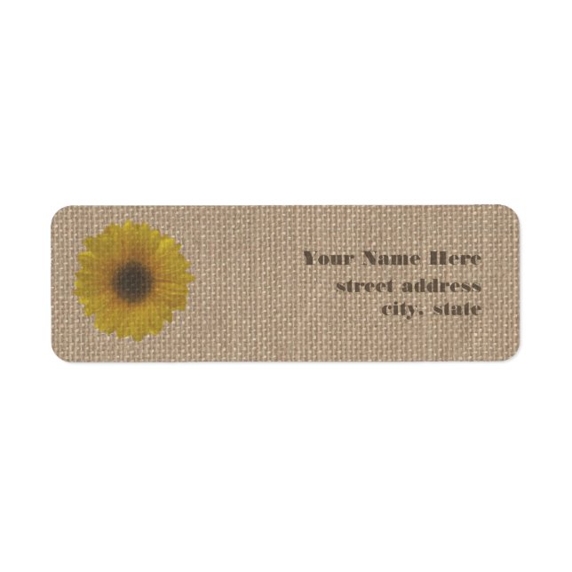 Burlap-Inspiriert Sunflower-Adressetiketten (Vorne)