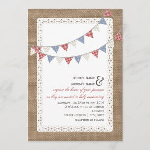 Burlap Inspirierte Gemusterte Jagdhochzeit Einladung