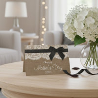 Burlap, Lace & Black Bow glücklicher Muttertag