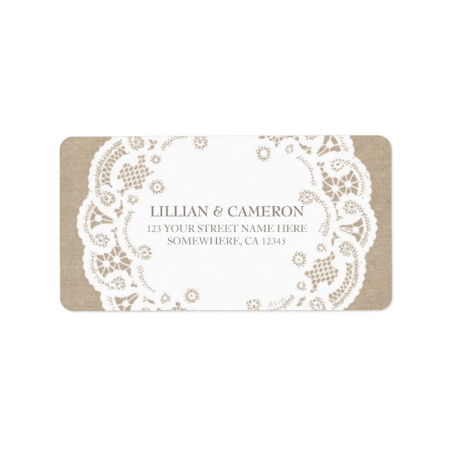 Burlap Lace Doily Address Labels Adressaufkleber (Vorne)