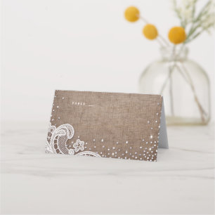 Burlap Lace Glitzer rustikale Hochzeitsfeiern Plat Platzkarte
