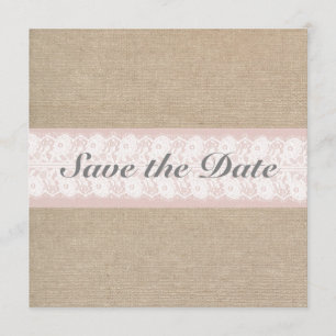 Burlap & Lace Pink Save the Date anpassbar