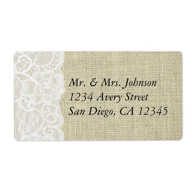 Burlap & Lace Romantic Country Address Labels (Vorne)