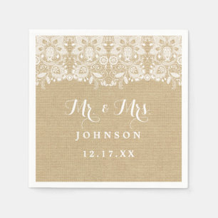 Burlap Lace Rustic Wedding Paper Napkins Serviette