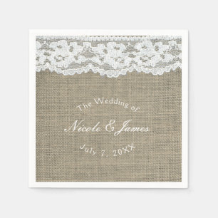Burlap & Lace Simple Rustic Elegante Wedding Custo Serviette