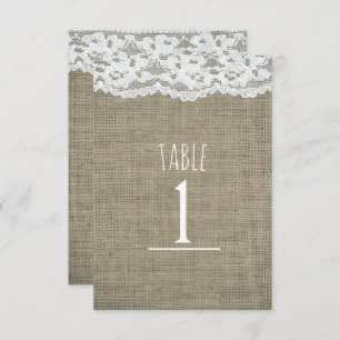 Burlap & Lace Simple Rustic Wedding Tischnummer