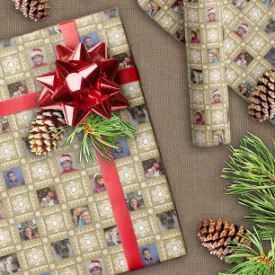 Burlap Lace Snowflakes Custom Foto Christmas Geschenkpapier