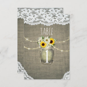 Burlap Lace Sunflowers Daisies Rustikale Tischnumm Einladung